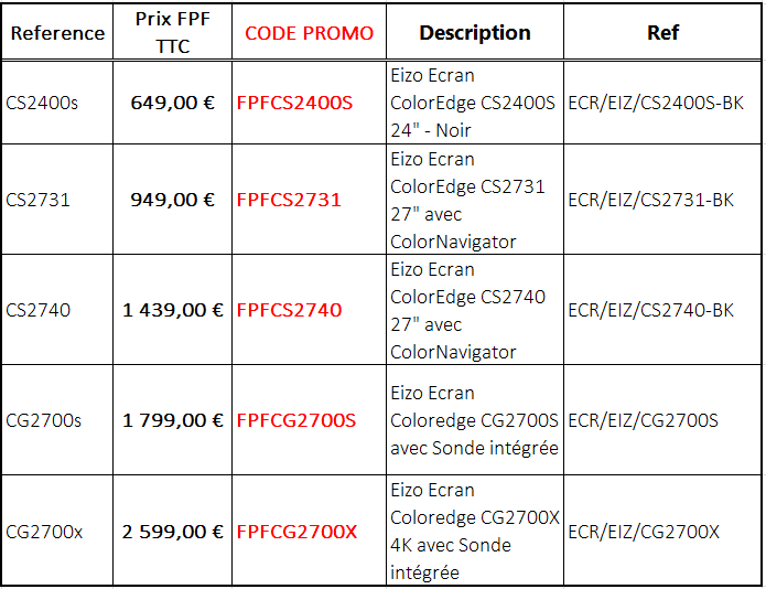 Grille tarif et Code promo Grille tarif et Code promo